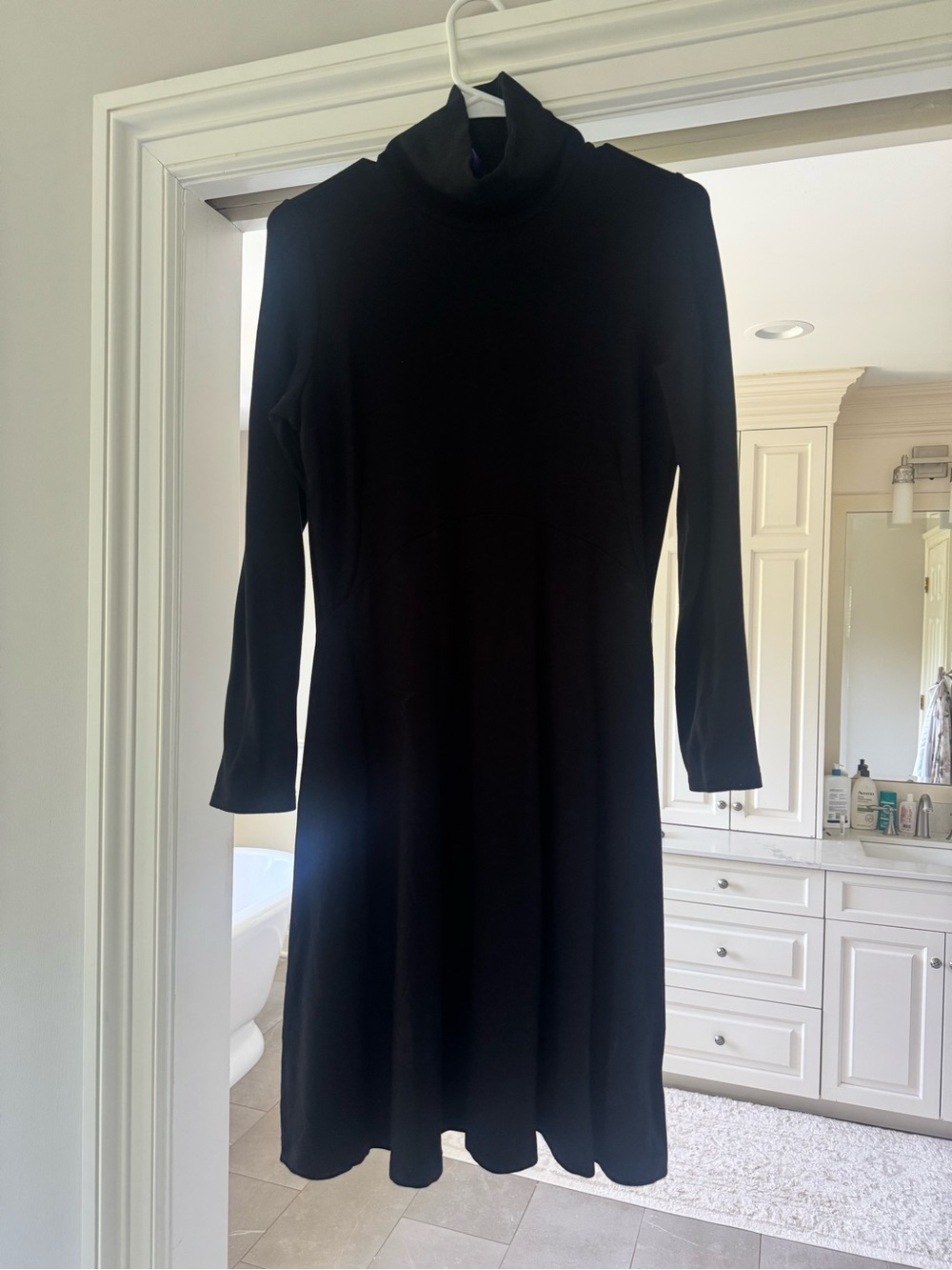 Seraphine Black Long-Sleeve Turtleneck Midi Dress